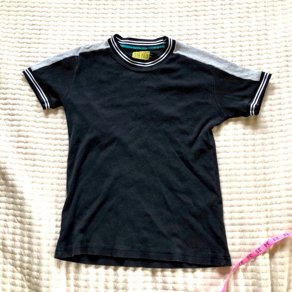 CRASH POETS black/ grey waffle knit t-shirt men’s size small